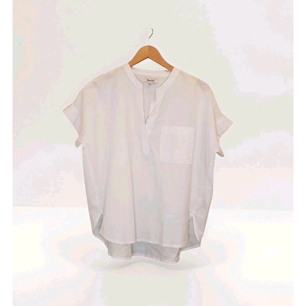 Madewell Lakeline Popover Shirttail Top Women's Size XS Eyelet White Summer Top